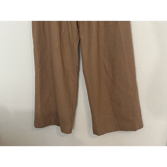 Wray Abby Wool Pant Brown Wide Leg Belted Size 4 - Picture 3 of 11